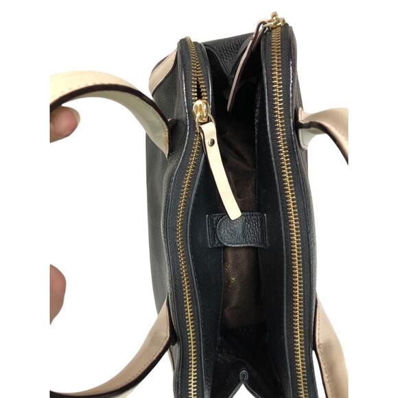 Kate Spade Black and Buttercream Pebbled Leather Bowler Handbag - Picture 5 of 12